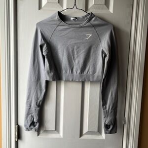 Gray Gymshark Vital Seamless 2.0 Long Sleeve Crop Top